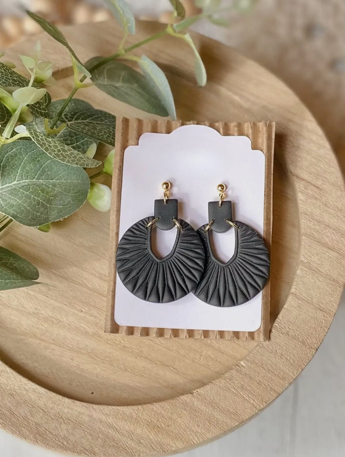 Starburst Clay Earrings, Black