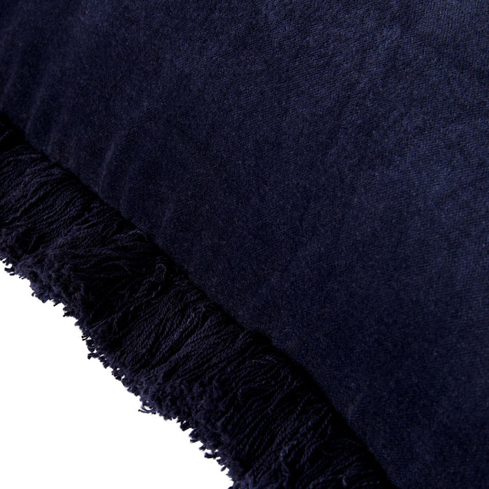 Casa Fringed Velvet Cushion Navy 50x50cm