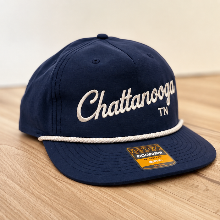 Chattanooga Snapback Flat Bill Hat, Navy & White