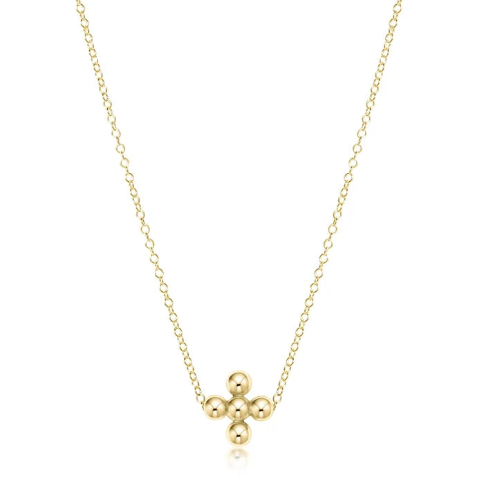Classic Beaded Signature Cross Necklace - Gold - Molly + Kate