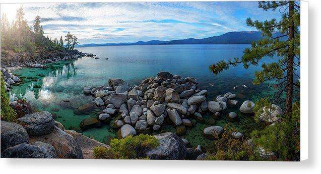 East Shore Aquas by Brad Scott - Canvas Print-14.000" x 6.375"-Lake Tahoe Prints