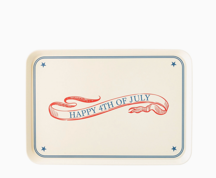 "Happy 4th of July" Reusable Bamboo Serving Tray