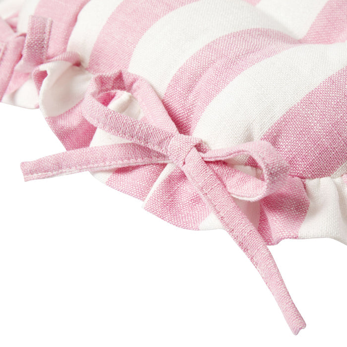 Marais Block Stripe Ruffle Seat Cushion Rose Pink
