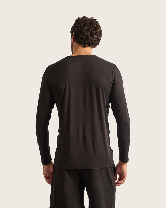 Men's Base Layer Long Sleeve Crew Neck T-Shirt - Black