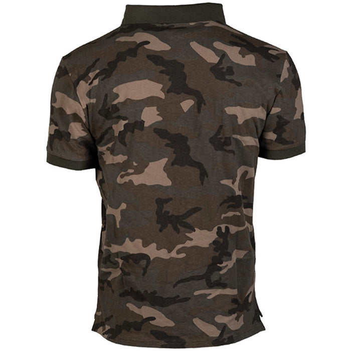 mil tec short sleeve polo shirt woodland camo rear