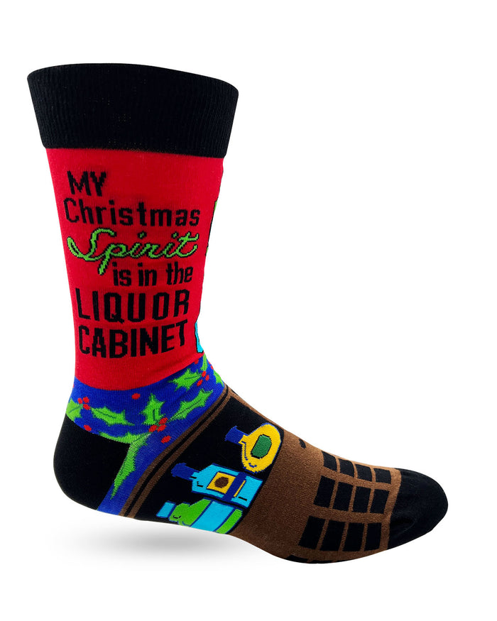 My Christmas Spirit is in the Liquor Cabinet Men's Novelty Crew Socks