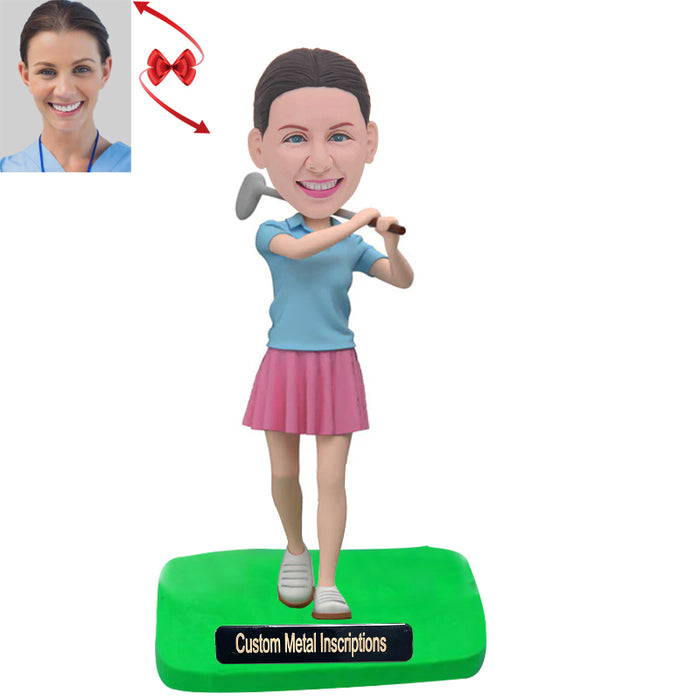 Refined Woman's golfer Custom Bobblehead