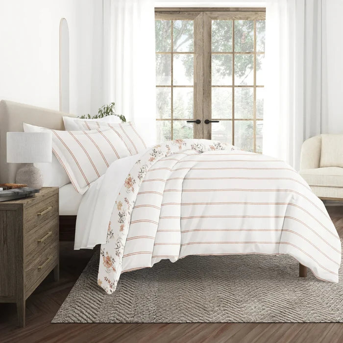 Reversible Sunset Garden Patterned Duvet Cover Set