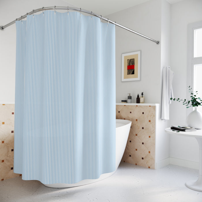 Seersucker Stripe Shower Curtain Light Blue & White