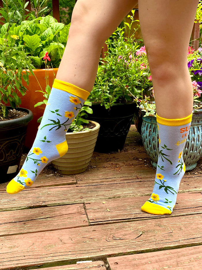 Funny socks with sayings Suck it up buttercup women's patterned socks