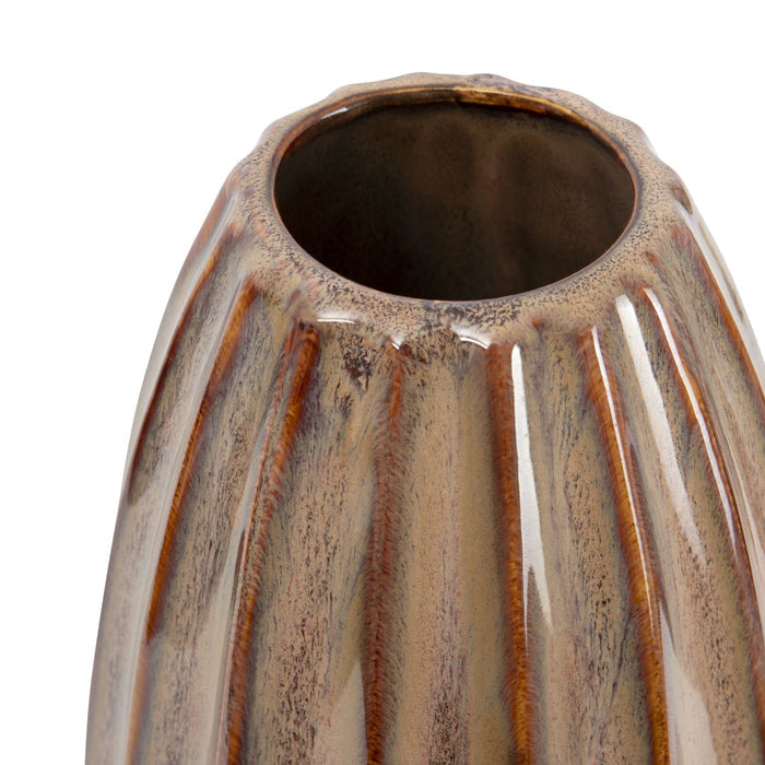 Valencia Tall Ribbed Vase Earth