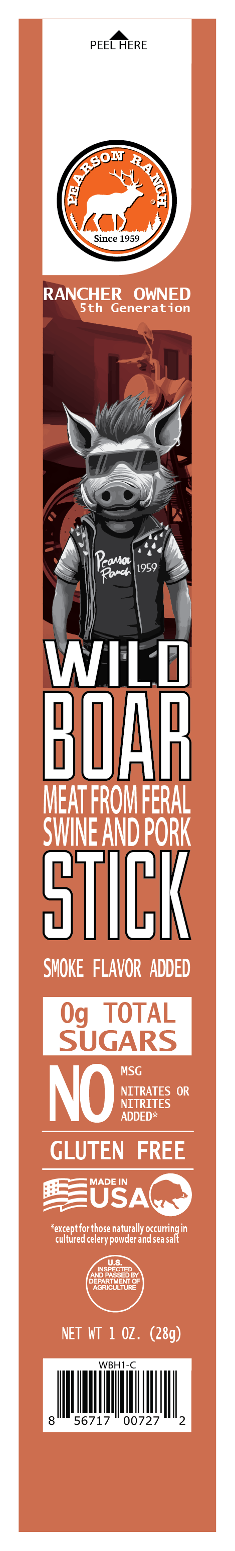 Wholesale Wild Boar Hickory Snack Stick - 24 count caddy