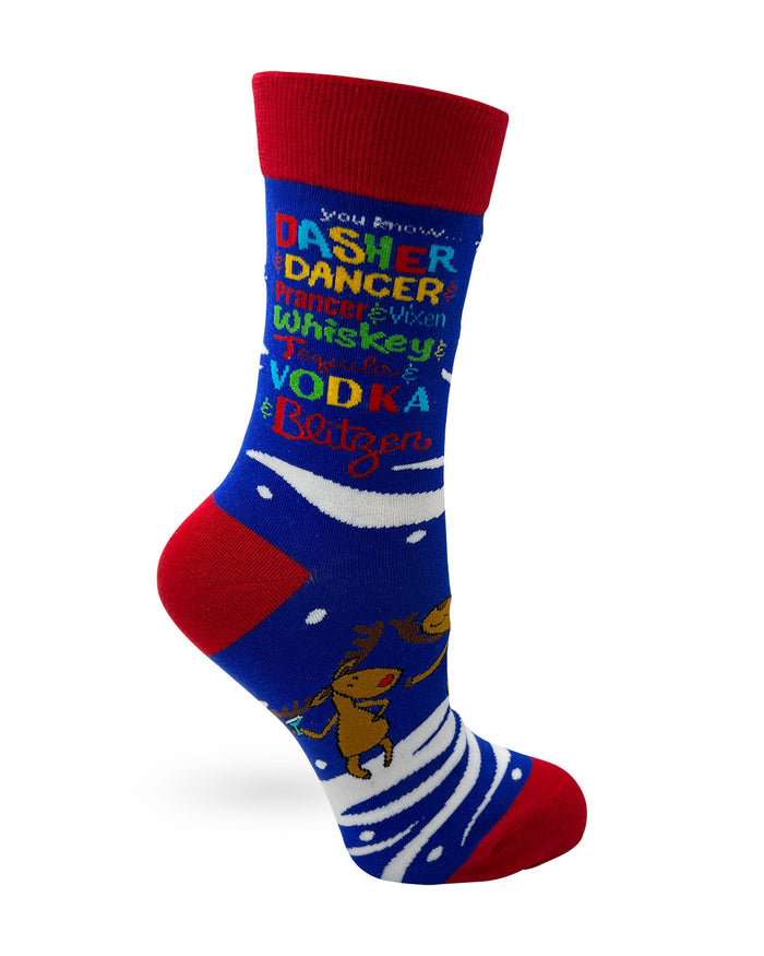 Reindeer Christmas crew socks for women