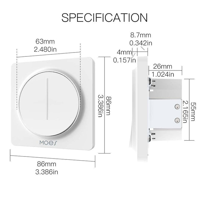 New ZigBee Smart Touch Light Dimmer Switch Timer Brightness Memory Smart Life/Tuya APP EU - Moes