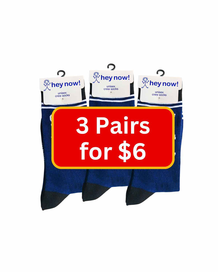 (3 Pairs) Dad Jokes Are Good For the Sole - Hey Now Unisex Crew Socks - Wholesale