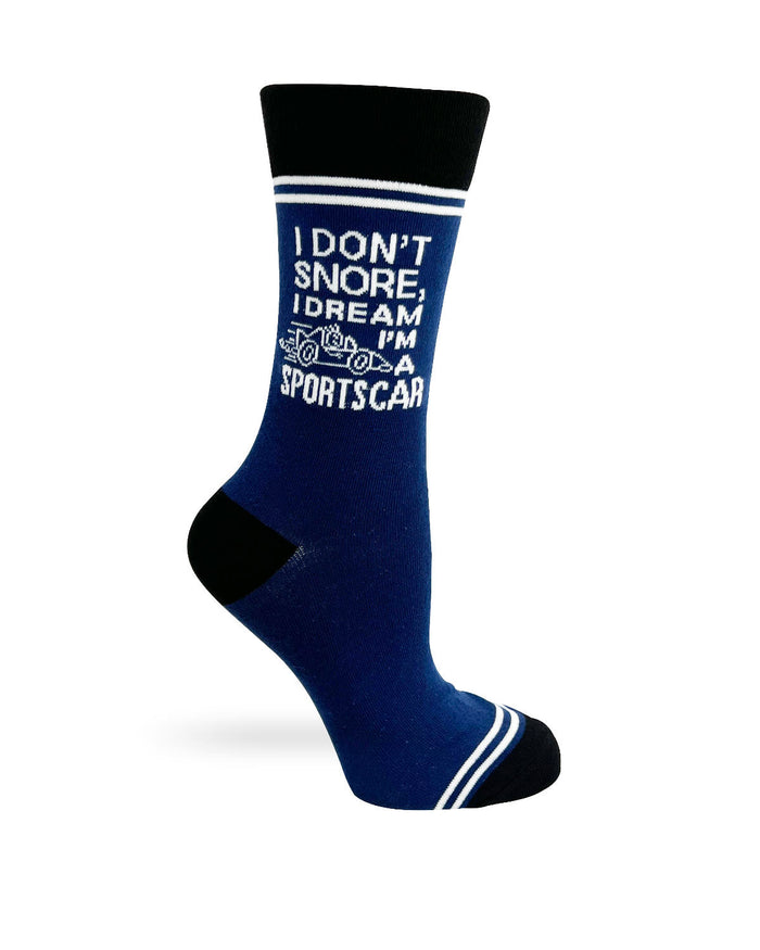 (3 Pairs) I Don't Snore, I Dream I'm a Sports Car - Hey Now Unisex Crew Socks - Wholesale