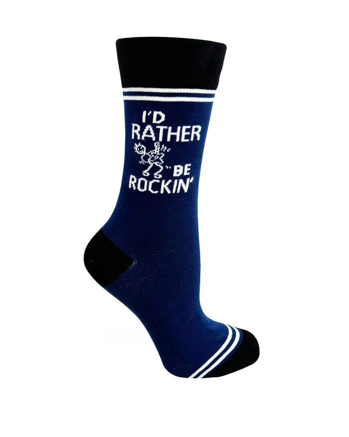 (3 Pairs) I'd Rather Be Rockin' - Hey Now Unisex Crew Socks - Wholesale