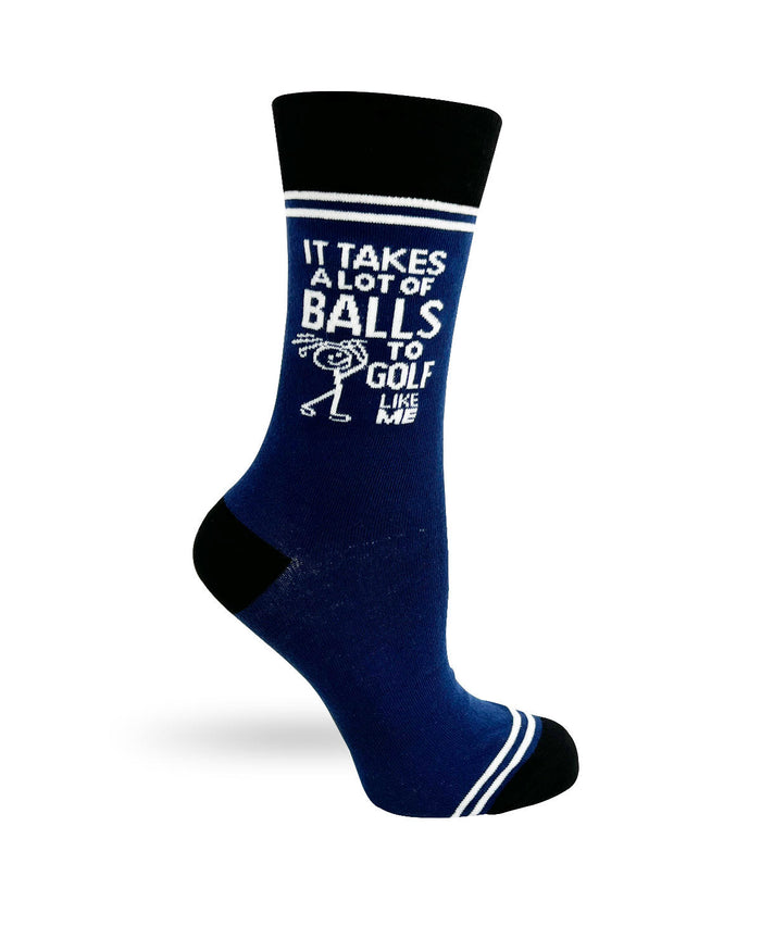 (3 Pairs) It Takes a Lot of Balls to Golf Like Me - Hey Now Unisex Crew Socks - Wholesale