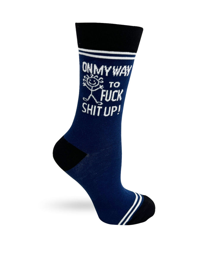 (3 Pairs) On My Way to Fuck Shit Up - Hey Now Unisex Crew Socks - Wholesale