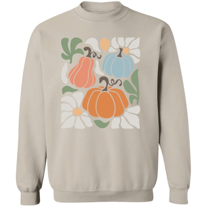 70s Flower Pumpkin Fall crewneck sweatshirt in Sand