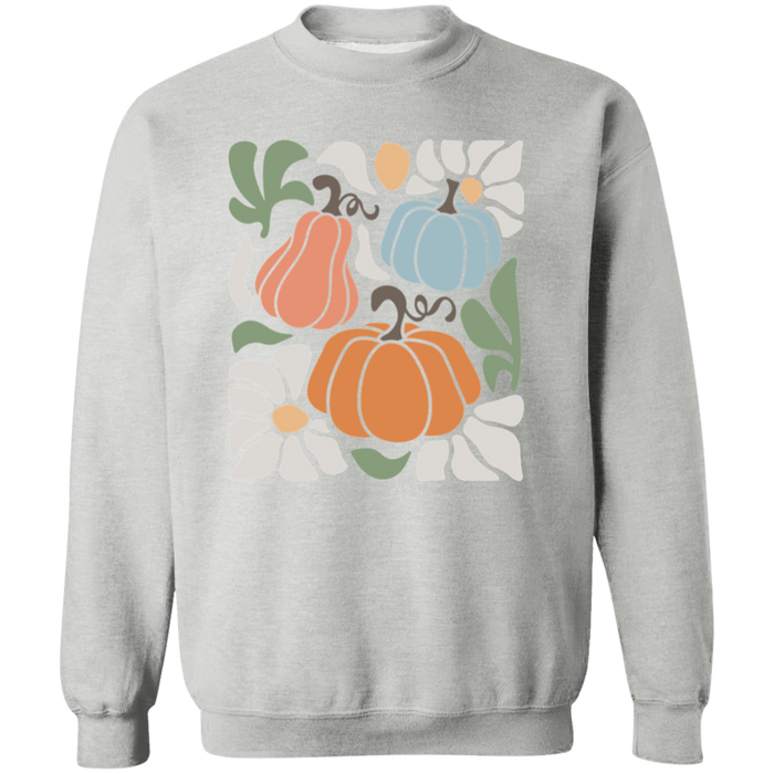 70s Flower Pumpkin Fall crewneck sweatshirt in Sport Grey