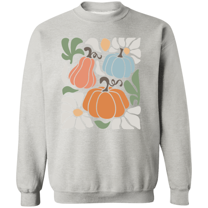 70s Flower Pumpkin Fall crewneck sweatshirt in Ash