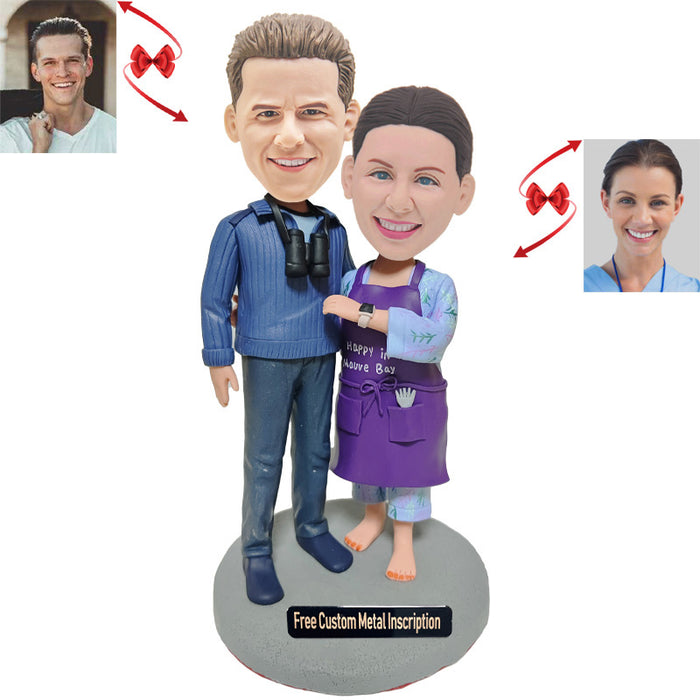 A Husband Who Enjoys Astronomy and Housewife Custom Bobbleheads