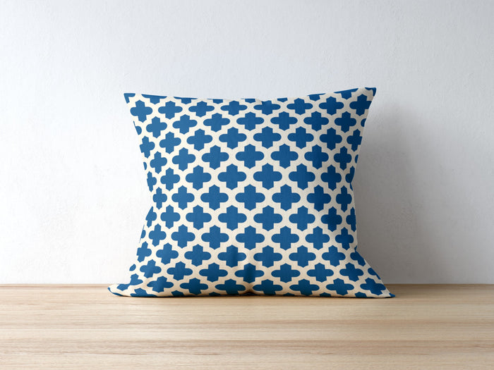 Arabesque Outdoor Pillows Blue & Cream