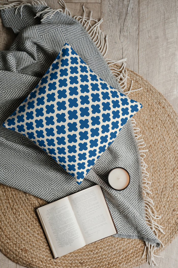Arabesque Outdoor Pillows Blue & Cream