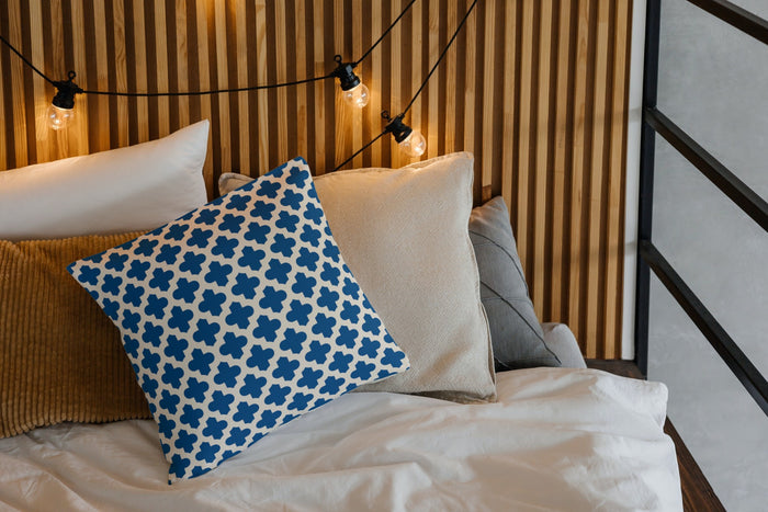Arabesque Outdoor Pillows Blue & Cream