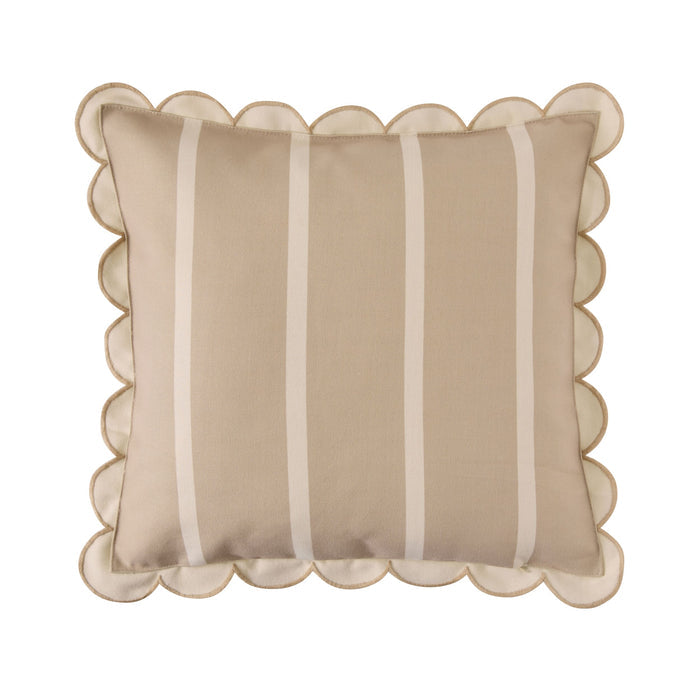 Aruba Scallop Edge Stripe Outdoor Cushion Sand 45x45cm