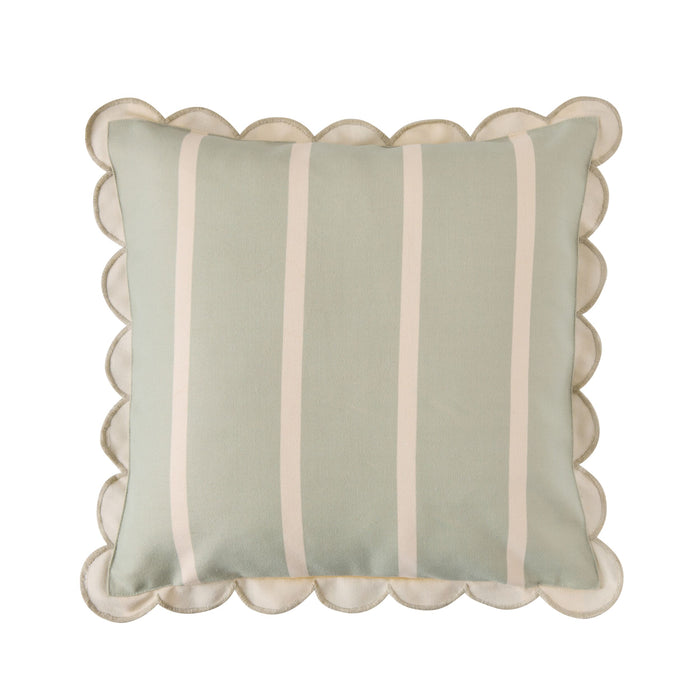 Aruba Scallop Edge Stripe Outdoor Cushion Seafoam 45x45cm