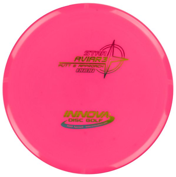 Innova Disc Golf Canada Star Aviar3 Putt & Approach Disc INNOVA DISC GOLF CANADA
PUTT AND APPROACH
STABLE PUTTER
BC ONTARIO
BASE 
SPIN PUTTS
ONE DISC ROUNDS
Grippy feel	Great durability	Flexible in cooler conditions	Great for distance and control	Maintains stability over time	Comfortable for grip