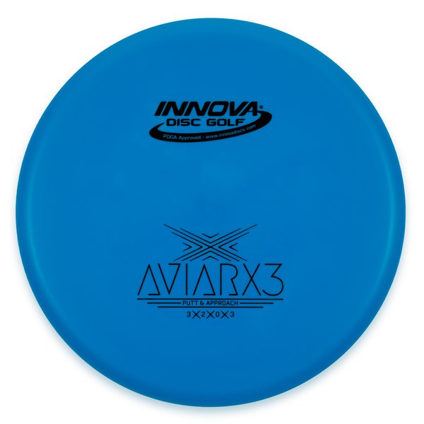 Innova Disc Golf Canada Champion AviarX3 Aviar X3 Innova Disc Golf Canada AviarX3 Putt & Approach Disc INNOVA DISC GOLF CANADA
PUTT AND APPROACH
STABLE PUTTER
BC ONTARIO
SPIN PUTTS
ONE DISC ROUNDS
Grippy feel	Great durability	Flexible in cooler conditions	Great for distance and control	Maintains stability over time	Comfortable for grip