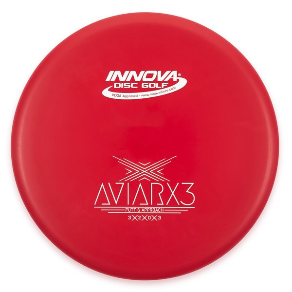 Innova Disc Golf Canada Champion AviarX3 Aviar X3 Innova Disc Golf Canada AviarX3 Putt & Approach Disc INNOVA DISC GOLF CANADA
PUTT AND APPROACH
STABLE PUTTER
BC ONTARIO
SPIN PUTTS
ONE DISC ROUNDS
Grippy feel	Great durability	Flexible in cooler conditions	Great for distance and control	Maintains stability over time	Comfortable for grip