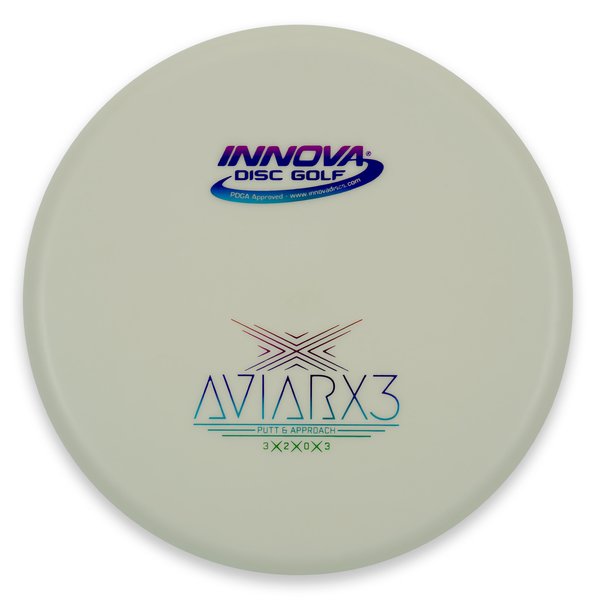 Innova Disc Golf Canada Champion AviarX3 Aviar X3 Innova Disc Golf Canada AviarX3 Putt & Approach Disc INNOVA DISC GOLF CANADA
PUTT AND APPROACH
STABLE PUTTER
BC ONTARIO
SPIN PUTTS
ONE DISC ROUNDS
Grippy feel	Great durability	Flexible in cooler conditions	Great for distance and control	Maintains stability over time	Comfortable for grip