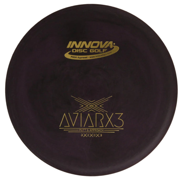 Innova Disc Golf Canada Champion AviarX3 Aviar X3 Innova Disc Golf Canada AviarX3 Putt & Approach Disc INNOVA DISC GOLF CANADA
PUTT AND APPROACH
STABLE PUTTER
BC ONTARIO
SPIN PUTTS
ONE DISC ROUNDS
Grippy feel	Great durability	Flexible in cooler conditions	Great for distance and control	Maintains stability over time	Comfortable for grip