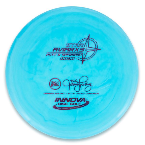 Innova Disc Golf Canada Star AviarX3 Putt & Approach Disc Innova Disc Golf Canada Star Aviar X3 Soft grip	Moderate durability stable finish	Best for putters and approaches	Good for  intermediate players	Excellent for touch shots	Retains grip even when wet