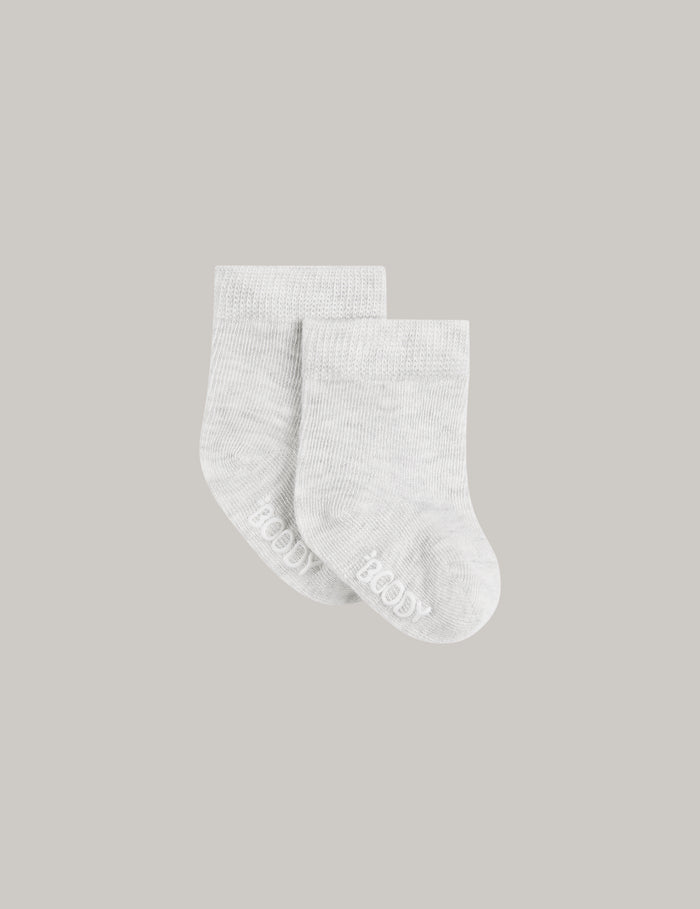 Baby Socks - 3 Pack - Heather Grey / Natural White / Stripe