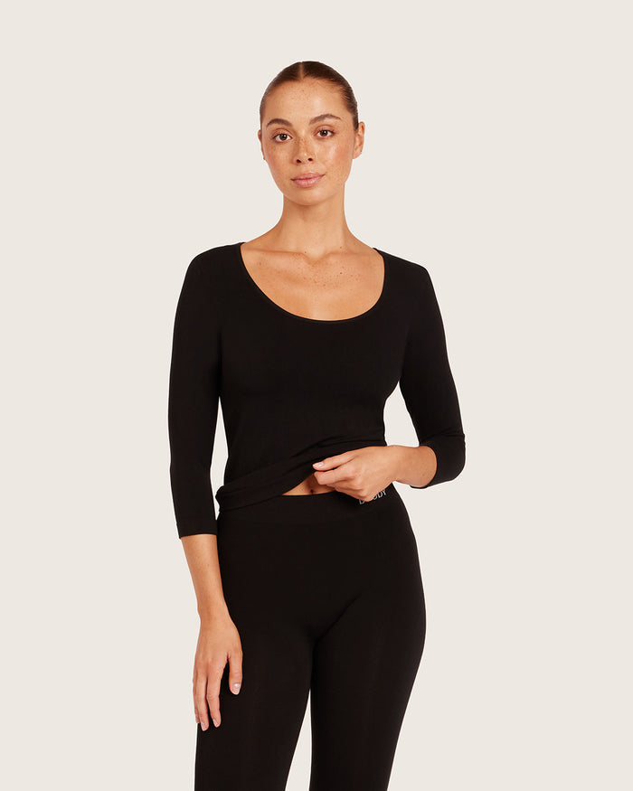 Base Layer 3/4 Sleeve Top - Black