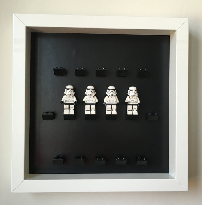 Custom Lego Minifigures black edition white frame display - Lego Minifigures Display