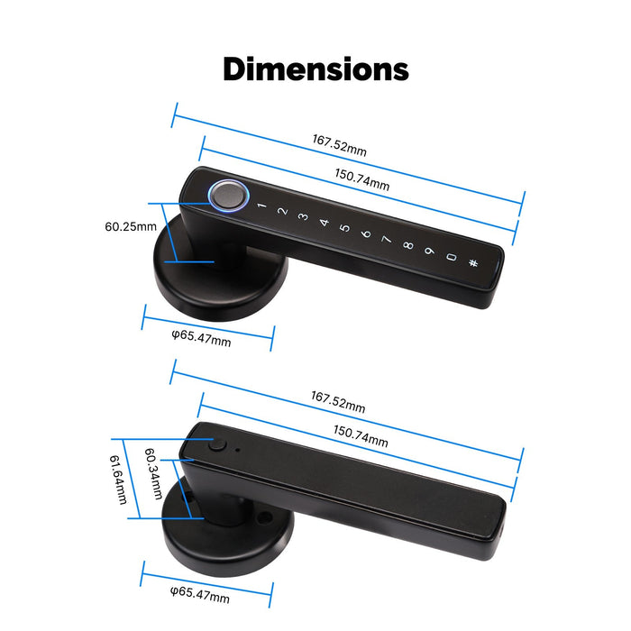 Bluetooth Smart Door Lock with Passcode keypad, Biometric Entry Doorknob with Handle - MOES
