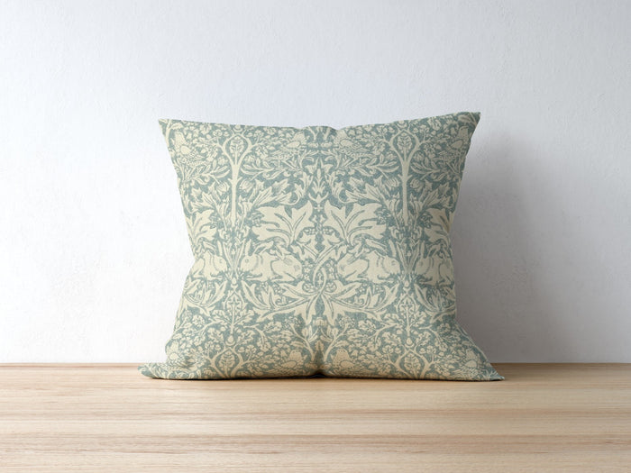 Brer Rabbit Outdoor Pillow William Morris Blue Slate Vellum
