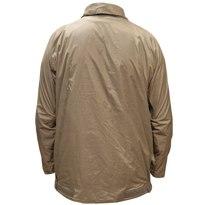 rear of used british army pcs lightweight olive thermal smock jacket
