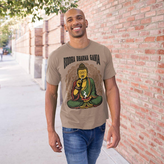 2 Buddha Dharma Ganja Tantric Buddhist Tee | Weed Cannabis 420 Herbal Medicine Healing | Reggae Rasta Colors Graphic Art Tshirt (Copy)