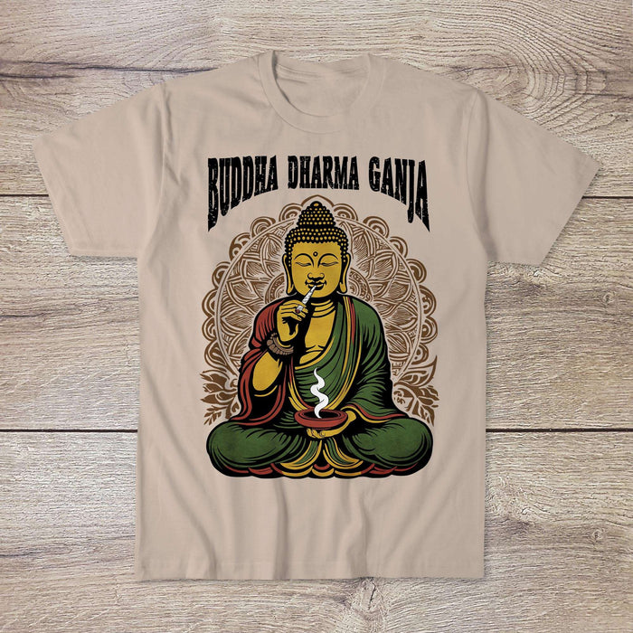 2 Buddha Dharma Ganja Tantric Buddhist Tee | Weed Cannabis 420 Herbal Medicine Healing | Reggae Rasta Colors Graphic Art Tshirt (Copy)