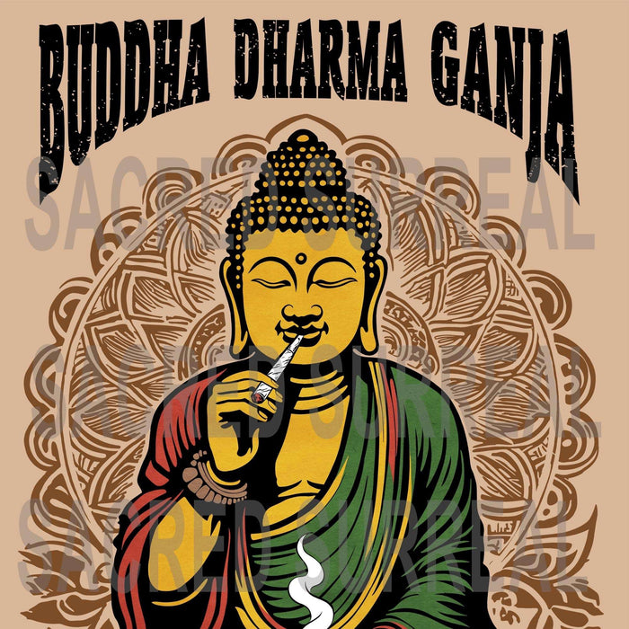 2 Buddha Dharma Ganja Tantric Buddhist Tee | Weed Cannabis 420 Herbal Medicine Healing | Reggae Rasta Colors Graphic Art Tshirt (Copy)