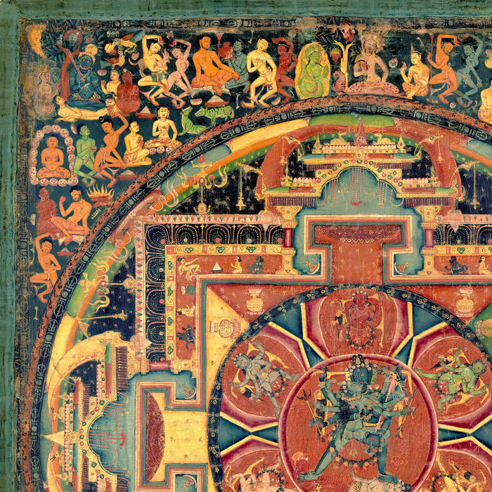 Chakrasamvara Mandala, Wheel of Perfect Bliss | Yoga Tantra Tibetan Vajrayana Buddhism Fine Art Print w Wood Hanger