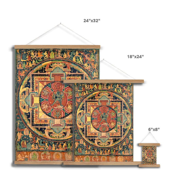 Chakrasamvara Mandala, Wheel of Perfect Bliss | Yoga Tantra Tibetan Vajrayana Buddhism Fine Art Print w Wood Hanger