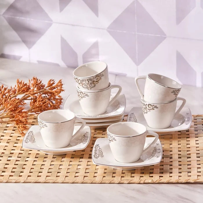 Coffret de tasses à expresso/moka Karaca Nazende en porcelaine pour 6 personnes, 12 pièces